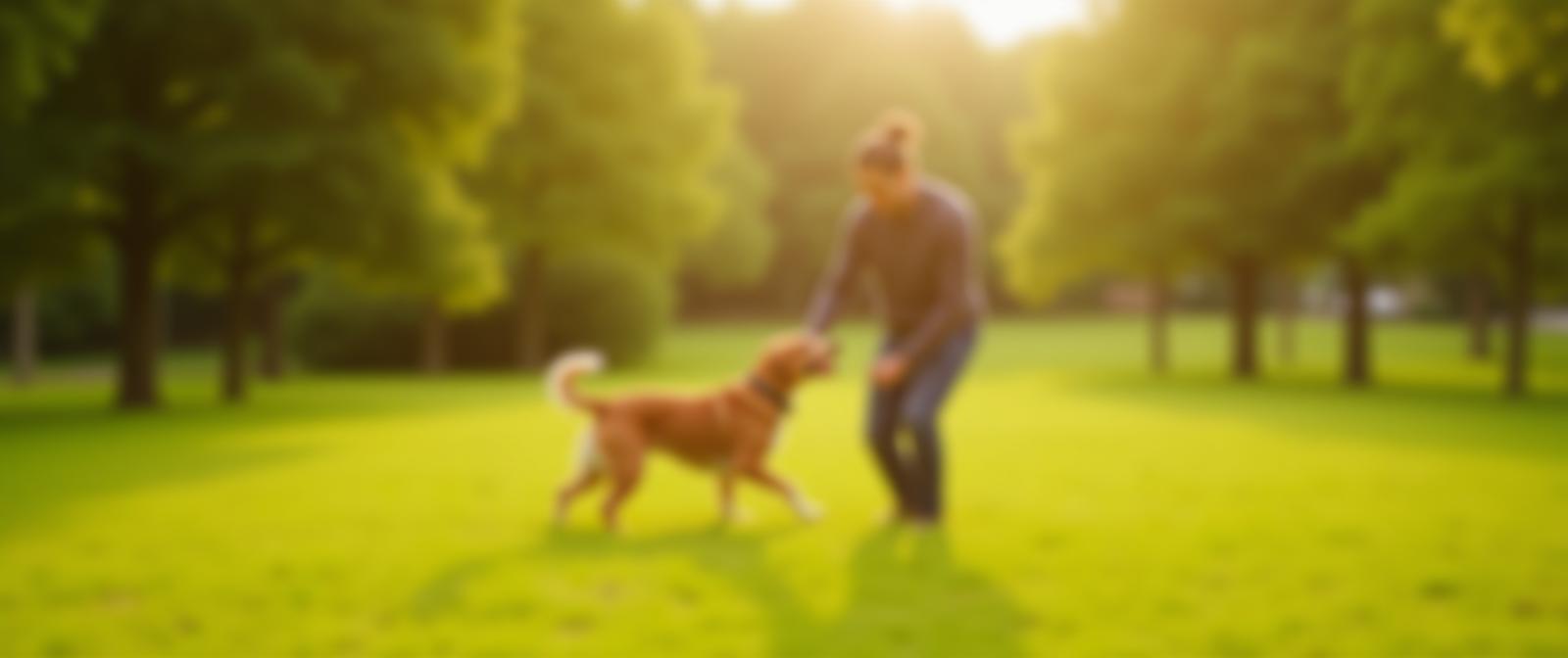 Happy dog with owner in a Bristol park