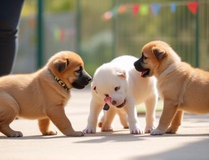 Puppy group socialising safely